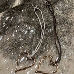 Handmade necklace -leather strap with heart